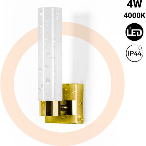 Applique LED tubulaire pour salle de bain - 4W - 320lm - IP44 - Doré