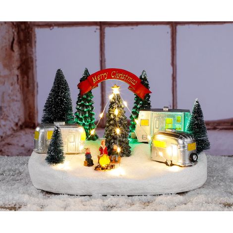 LED Weihnachtsstadt Szene "Merry Christmas" - 26 cm - mit 19 LED beleuchtet
