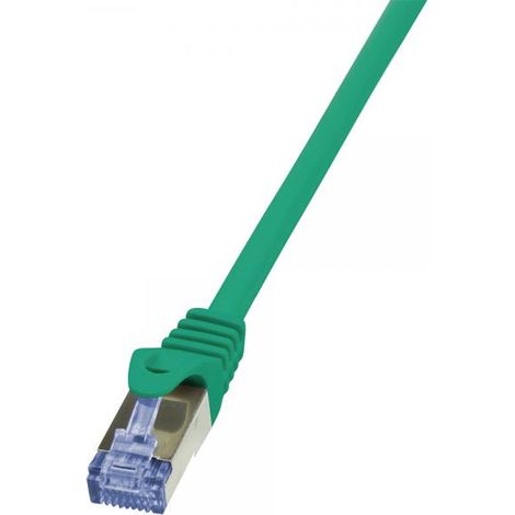 LogiLink CQ3035S RJ45 Cavo di rete, cavo patch CAT 6A S/FTP 1.00 m Verde Ritardante di fiamma, con protezione 1 pz.