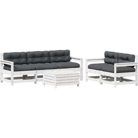 Maison Exclusive - Set Salotto da Giardino 6 pz Bianco in Legno Massello di Pino