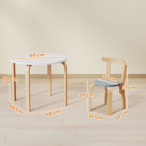 5-teiliges Kindertisch- und Stuhlset, leichtes Massivholz, Bunt (1/5)