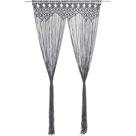Rideau en macramé Anthracite 140x240 cm Coton (1/5)