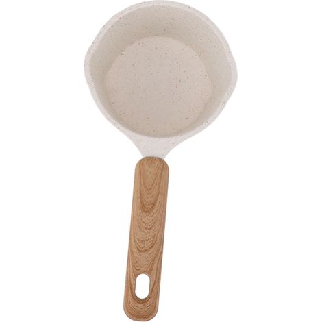 Kleiner Antihaft-Topf, kleiner weißer Stieltopf, Milchtopf mit flachem Boden, multifunktionaler Brattopf (1/5)