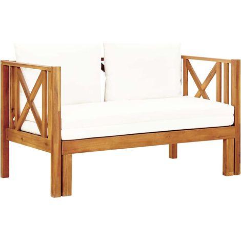 vidaXL Banco de jardín 2 plazas con cojines madera maciza acacia 122cm (1/5)