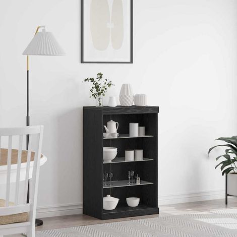 LED-Sideboard Schwarz Eichen-Optik 60,5 x 37 x 100 cm