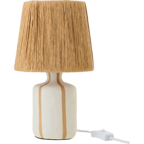 Lampe à Poser à Rayures "Irvin" 34cm Naturel & Blanc (1/5)