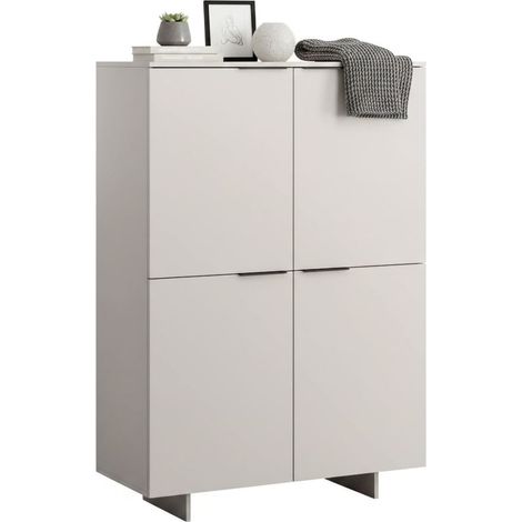 Credenza Colonno, Madia da salotto con quattro ante battenti, Rialzato da terra, 100x42 h145 cm, Beige