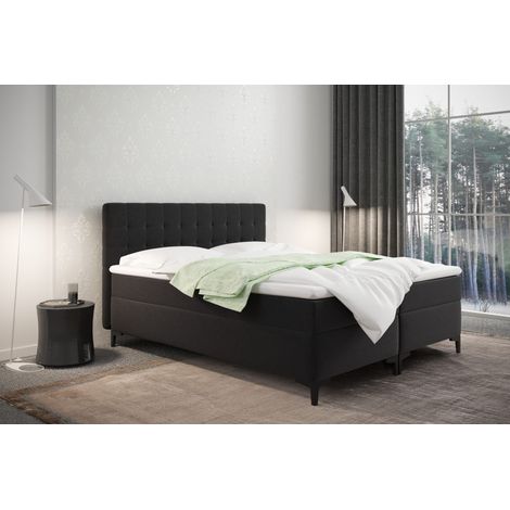 Boxspringbett mit bettkasten und matratze Denver stoff Muna Schwarz 140x200 cm (1/3)
