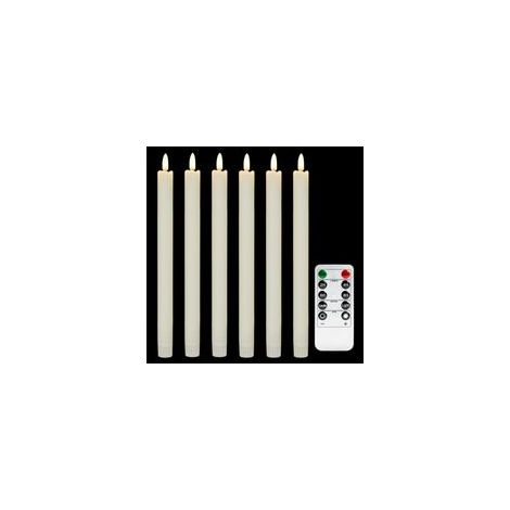 Bougies LED à 6 LED avec flamme mobile et télécommande, couleur ivoire, matériau PP (1/5)