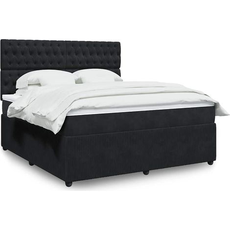 Boxspringbett mit Matratze Schwarz 180x200 cm Samt