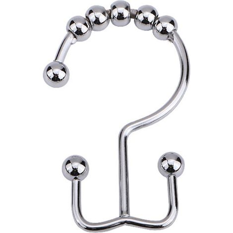 12 PièCes Anneaux De Rideau De Douche Anneau De Rideau De Douche à Double Crochet Acier Inoxydable pour Rideaux De Douche (Argent) (1/4)