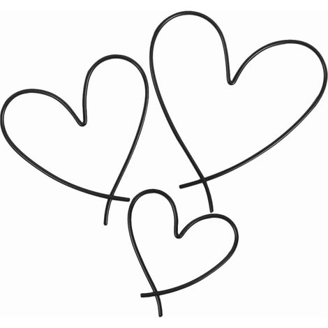 Coeur Murale - En Métal Noir - Décoration Murale Pour Chambre À Coucher Salon Jour Des Amoureux - Lot De 3 (1/5)