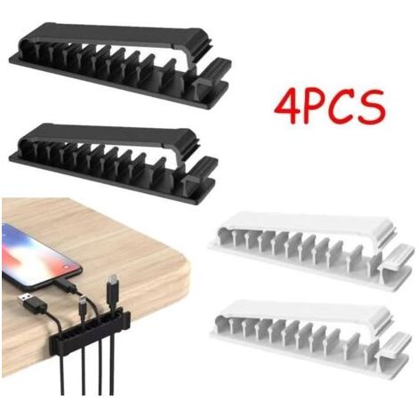 (Noir, Blanc)Organisateurs de Câble - Non spécifié - Clips Auto-adhésifs - PVC - Noir/Blanc - 4 pièces