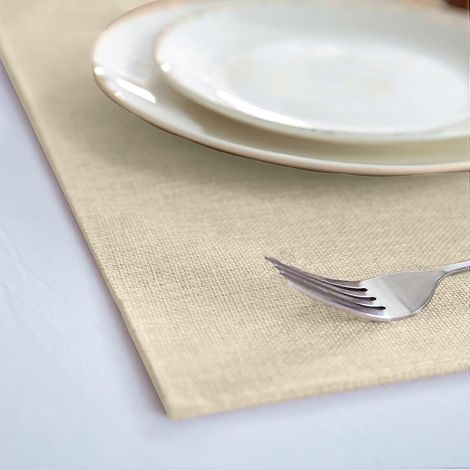Ensemble de 8 sets de table en tissu type lin, lavables en machine, résistants à la chaleur, infroissables, en polyester épais. (1/4)