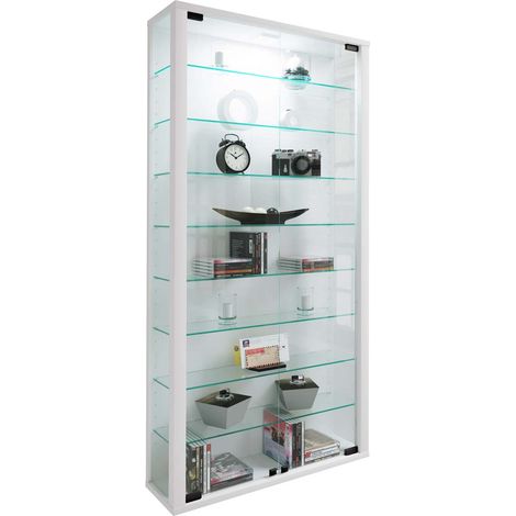 Ebuy24 – Vitrine en bois et verre 113x59x18 – 8 étagères variables – Panneaux en verre de sécurité ESG – Cadre en bois durable (1/4)
