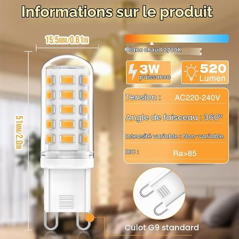 G9 LED Bulbs 3W Warm White 2700K 520LM Halogen Equivalent 360 Beam Angle AC 220-240V Bulb (1/3)