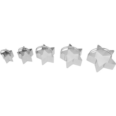 Ensemble de 5 emporte-pièces en acier inoxydable en forme d'étoiles pour la pâtisserie maison. (1/5)