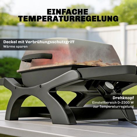 Grill électrique de table 2300 W, 23 x 71 cm, transportable, avec plaques antiadhésives et collecteur de jus. (1/4)