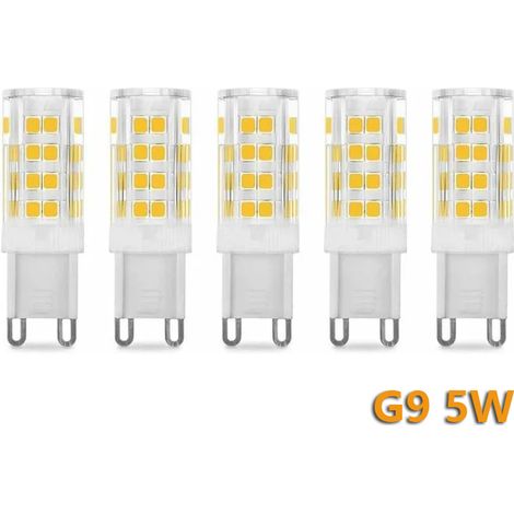 Lot de 5 G9 LED Lampe Ampoules,Lampe naturelle 4000K 5W G9 LED Ampoule Lumiere équivalent aux ampoules halogènes de 40 W 420 lumens (1/5)