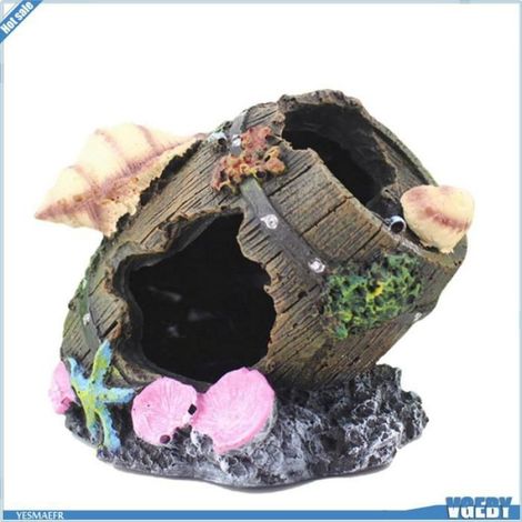 Ashata ornement de cachette de poisson en résine Décoration d'aquarium en résine, cachette de poisson, animalerie decor Coquillage (1/4)