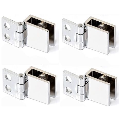 4 Pièces Charnière Meuble Porte en Verre, Charnière à Pince, Clip de Porte en Verre, Convient pour Vitrine, Ouverture et Fermeture du Verre (1/4)
