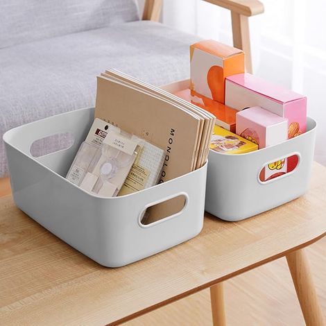 Boîtes de Rangement Pliables, paniers de Rangement en Tissu pour école/Maison/Placard/Bureau, Pack de 3 (Gris, Medium) (1/5)