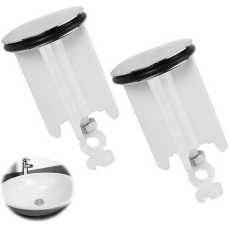 2 Pièces Bouchon Lavabo, Bouchon Lavabo Salle de Bain, Bouchon Lavabo Universel Blanc, Bonde réglable Blanc, Compatible évier Cuisine et Salle de Bain (1/4)