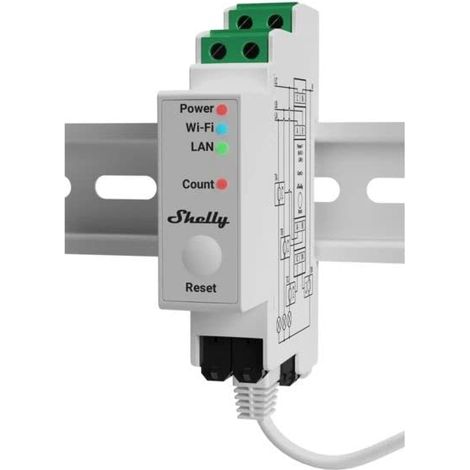 Shelly – Compteur électrique Wi-Fi Pro 3EM 3x120A – Mesure précise 1% – Compatible Google Home et Alexa – Inclut 3 pinces 120A