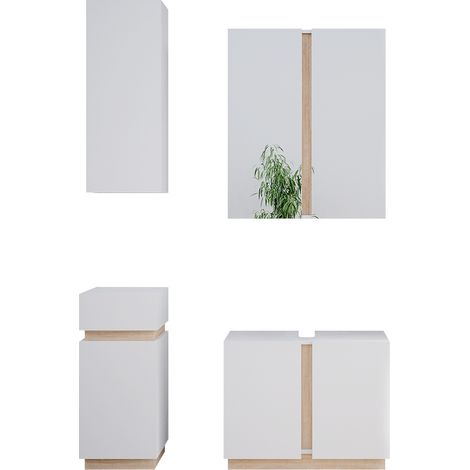 Ensemble de meubles de salle de bain Gloria, Blanc, 4 parties, Vicco