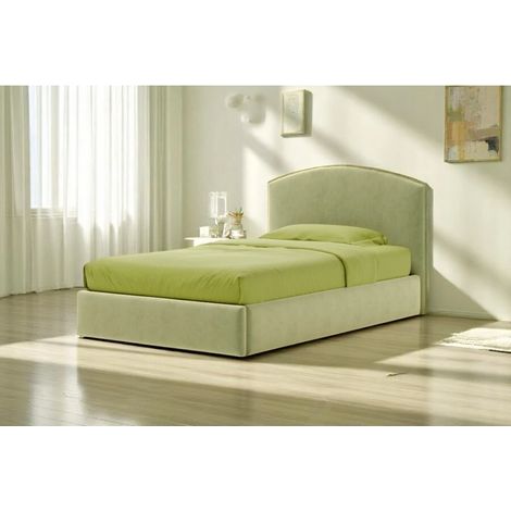 letto una piazza e mezza con contenitore "moon" in tessuto verde 120x190 cm (1/4)