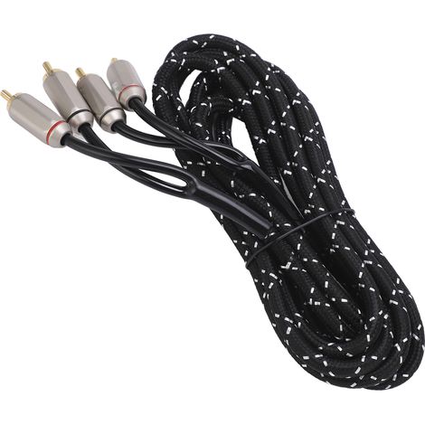 Câble audio pour amplificateur de voiture, câble stéréo, double connecteur mâle, universel pour haut-parleurs, récepteurs A/V, caissons de basses, systèmes Hi-Fi, 3 m / 9,84 pi (1/5)