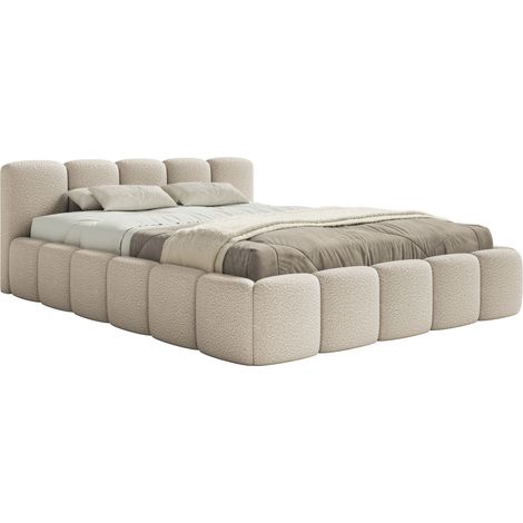 Selsey Cloudy Low – Polsterbett 120x200 cm, Bouclé Hellbeige