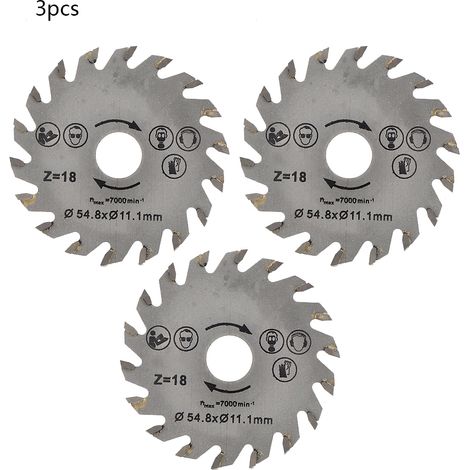 Lot de 3 lames de scie circulaire mini en acier, 5,5 cm de diamètre, pour découpe du bois, accessoires de menuiserie (1/5)
