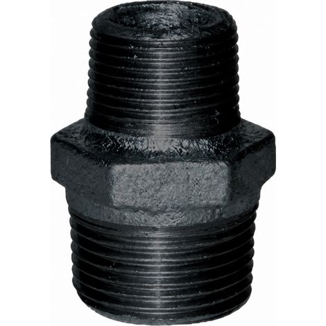 Reduzierter Nippel 26x34 / 20x27 Doppeltes Außengewinde schwarz
