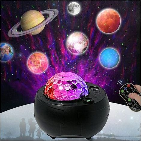 Galaxy Light Music Projector Multiple Planet Lights Nebula Star Projector for Living Room Ceiling Night Light Ambience Bedroom Valentine's Day Decoration Home Planetarium (Black) (1/5)