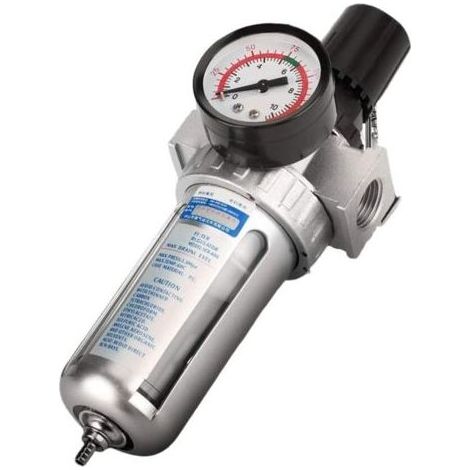 Filtre régulateur d'air comprimé 1/2' BSP – Régulateur de pression avec manomètre – Élimine particules et condensats – Aluminium durable (1/5)