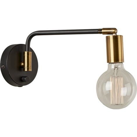Applique Italux Ivette industriale nero ottone E27 1L