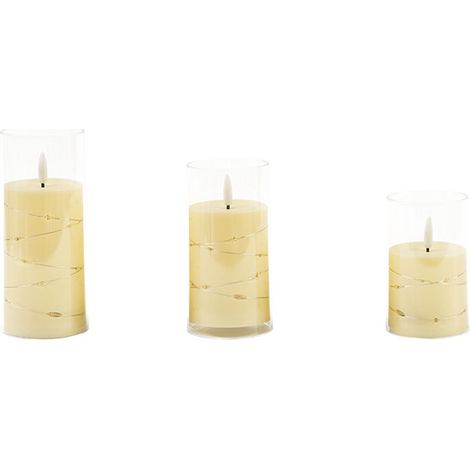 Set aus 3 realistischen, flammenlosen LED-Kerzen aus PP, batteriebetrieben, für Hochzeits- und Konzertaccessoires. (1/5)