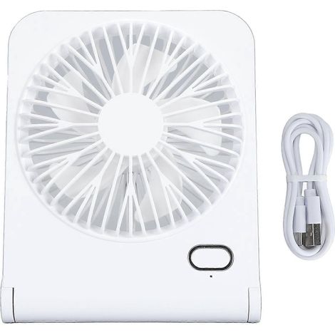 Tischventilator mit 3 Geschwindigkeitsstufen, geräuscharm, tragbar, wiederaufladbar, Mini-Ventilator für Auto, Zuhause, Camping, Weiß
