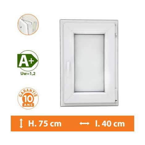 Fenêtre 1 Vantail Blanc - Tirant Droit - H.75 x l.40 cm (1/5)