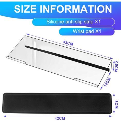 Support Clavier Ordinateur en Acrylique Antidérapant, Repose-Poignets Inclinable pour Bureau et Maison (1/4)