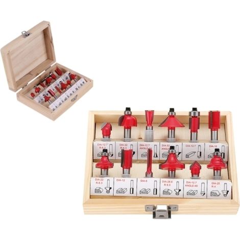 Frese pantografo/fresatrice verticale/Punte lavorazione legno set 12 pezzi in box di legno gambo 6mm