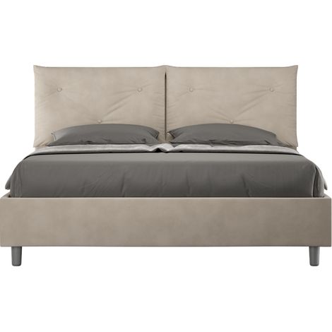 Letto matrimoniale e rete 160x200 in microfibra sabbia Appia (1/4)
