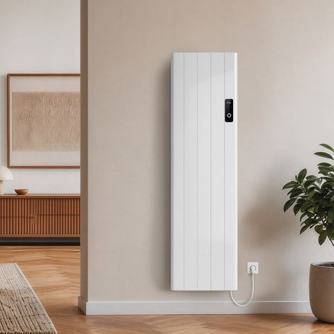 EMKE Radiateur à Convection en Aluminium 1500W, Radiateur Électrique Mural 160x45,4cm, Blanc, Thermostat WiFi, Écran Tactile LCD, 4 Modes de Chauffage (1/5)