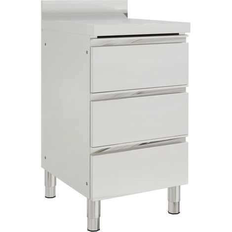 Armoire de cuisine avec portes coulissantes, Elément bas de cuisine, Armoire de plancher commerciale avec 3 tiroirs Acier inoxydable HYB68547 (1/5)
