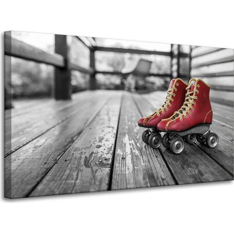 Leinwanddruck Vintage rote Rollschuhe 100x60 cm