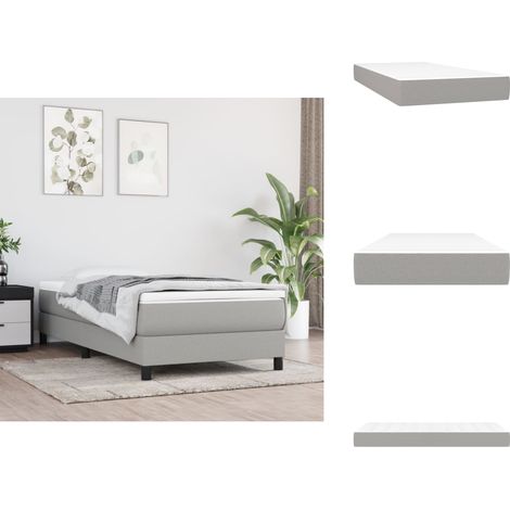 Matelas de lit à ressorts ensachés Gris clair 90x190x20cm Tissu - Matelas À Ressorts Ensachés - Matelas Confortable - Matelas Gris - Matelas Double - Literie (1/5)