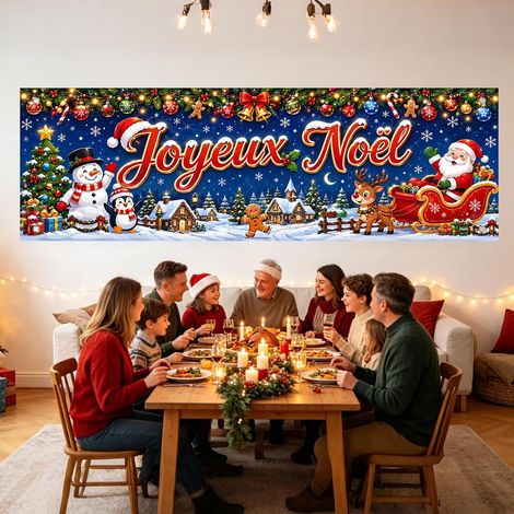 Bannière Noël, decoration noel exterieur interieur, décor hivernal coloré (1/5)