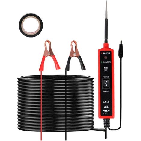 Détecteur de Testeur de Circuit Électrique Voiture CC 6V 12V 24V Test Light Auto Lampe Temoin Analyseur de Circuit LED Sonde de Tension Électrique Automobiles Testeur de Système Électrique (1/5)
