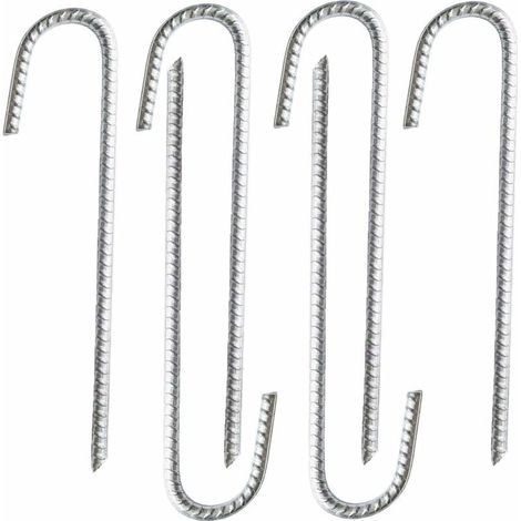 Lot de 6 piquets d’ancrage en acier galvanisé robuste pour barres d’armature en J - Pour chapiteaux, tonnelles, châteaux, tentes, trampolines, rebondissements, camping, filets de football (1/4)
